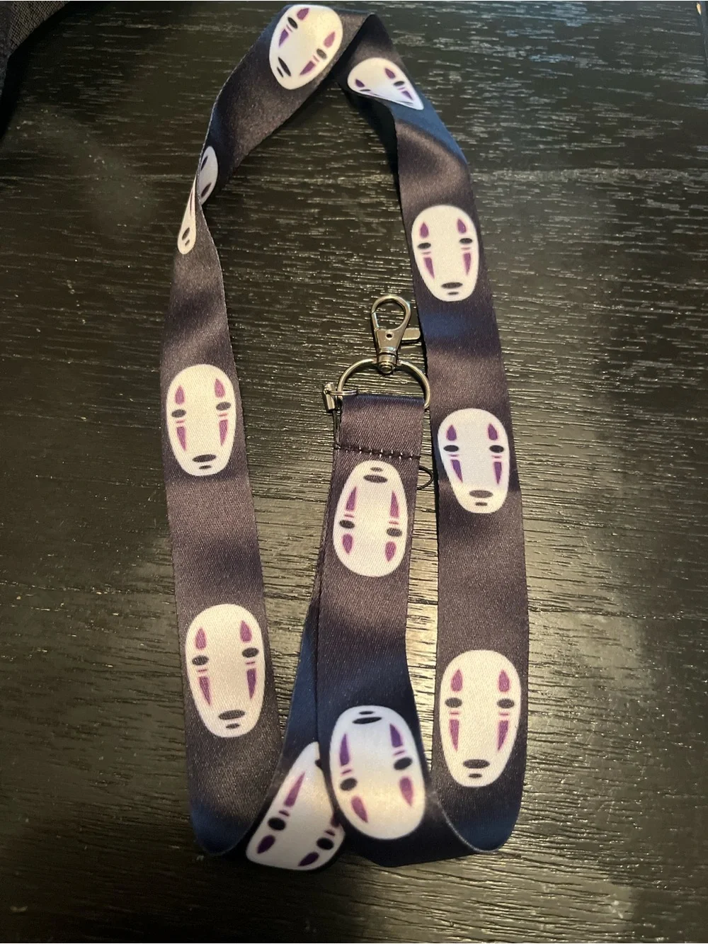 No-Face Themed  Lanyard in Black and White